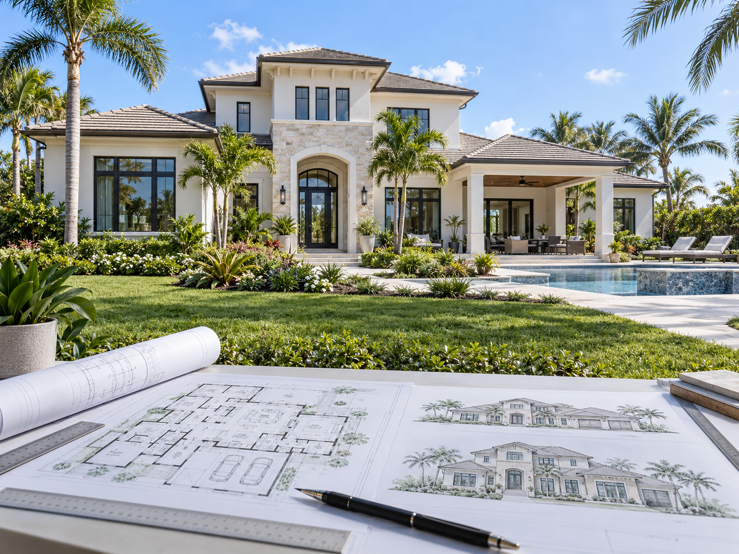 Original Florida custom home with coordinated architectural drawings
