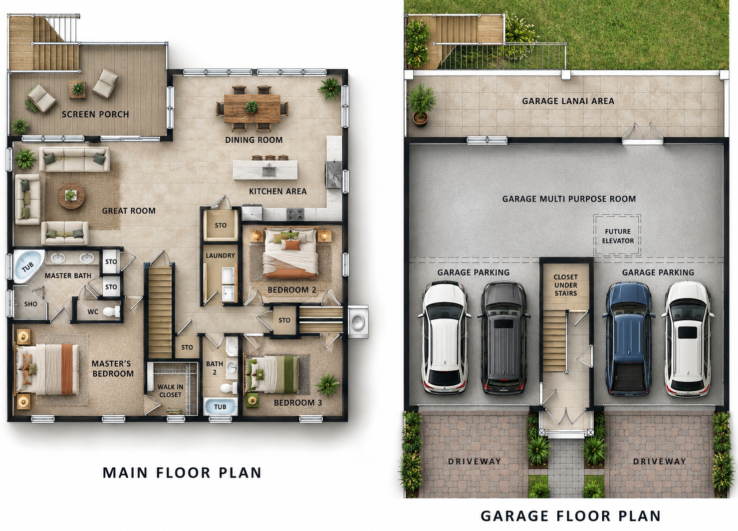 Color floor-plan rendering